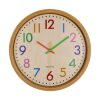 12 Inch Living Room Creative Color Wood Grain Wall Clock Quartz Clock Classroom Children Personality Wall Clock