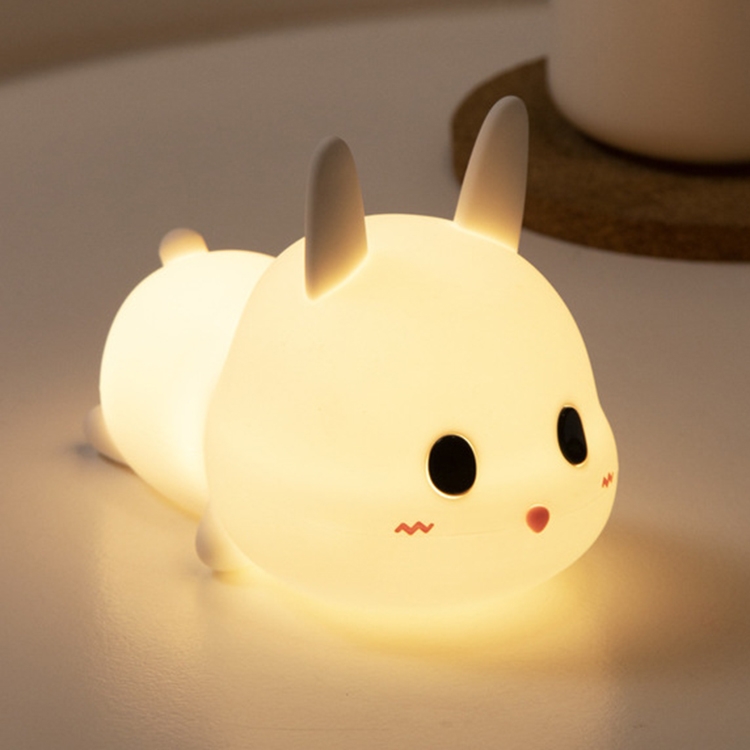 Cute Rabbit Pats Night Light Bedside Nursing Eye Protection Children Sleeping Silicone Lamp
