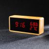 1502 Temperature And Humidity Electronic Clock Solid Wood LED Digital Control Alarm Clock