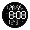 6620 12 Inch LED Simple Wall Clock Living Room Round Silent Digital Temperature And Humidity Electronic Clock