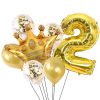2 PCS Birthday Baby Children Golden Crown Aluminum Film Number Balloon Set Wedding Scene Decoration