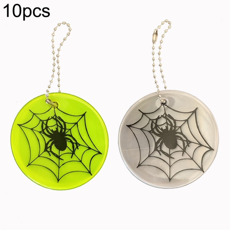 10 PCS Spider Web Type Reflective Waterproof Pendant For Night Riding Student Schoolbag Pendant Random Colour Delivery