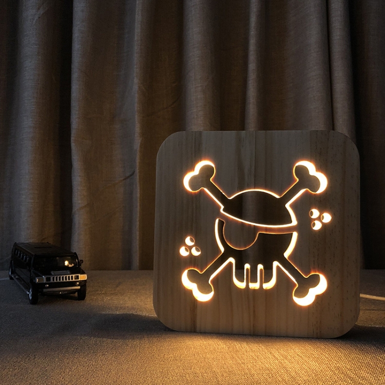 FS-T1875W 2.5W Pirate Shape Solid Wood Table Lamp LED Night Light