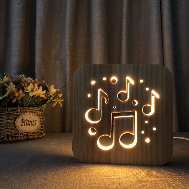 FS-T1880W 2.5W Musical Note 3D Solid Wood Lamp LED Night Light
