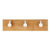 Stainless Steel Bamboo Wood Three Row Hook Kitchen Bathroom Door Adhesive Hook