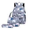 3 PCS / Set 2035 Printed Backpack Large-Capacity Leisure Computer Backpack Student School Bag