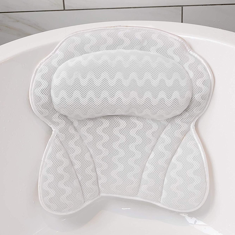 Machine Washable Mesh Cloth 3D Wave Bathtub Pillow Bathroom Bath Headrest