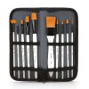 ZHU TING 10 In 1 Wooden Pole Nylon Wool Watercolor Pen And Board Brush Fan Shaped Painting Pen Set With Cloth BagZHUTING