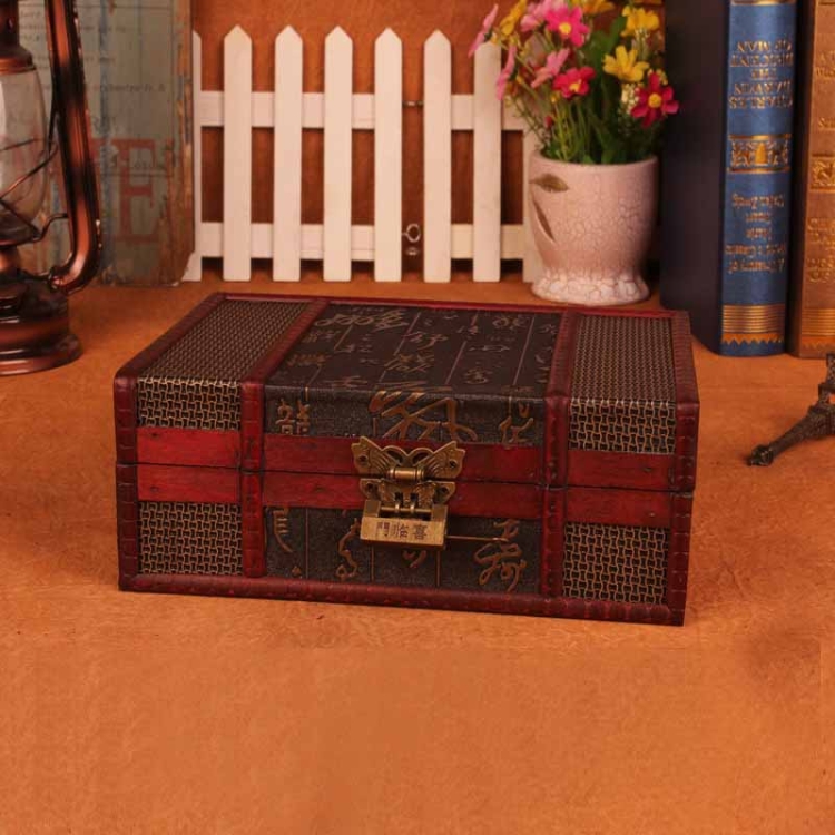 Desktop Book Finishing Retro Box Wooden Jewelry Storage Box With Lock