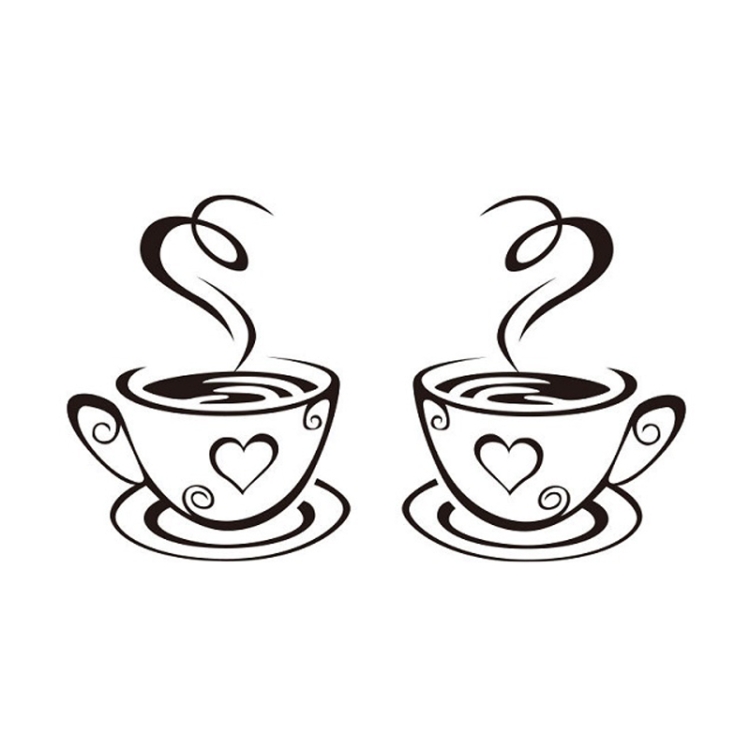 4 PCS A1089 PVC Waterproof & Antifouling Coffee Cup Wall Sticker