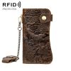 B161 RFID Retro Anti-Degaussing Iron Chain Leather Wallet