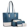 20820 4 in 1 Color-Block Messenger Handbag Large-Capacity Lady Bag