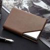 Men Leather Stainless Steel Business Card Clamp
