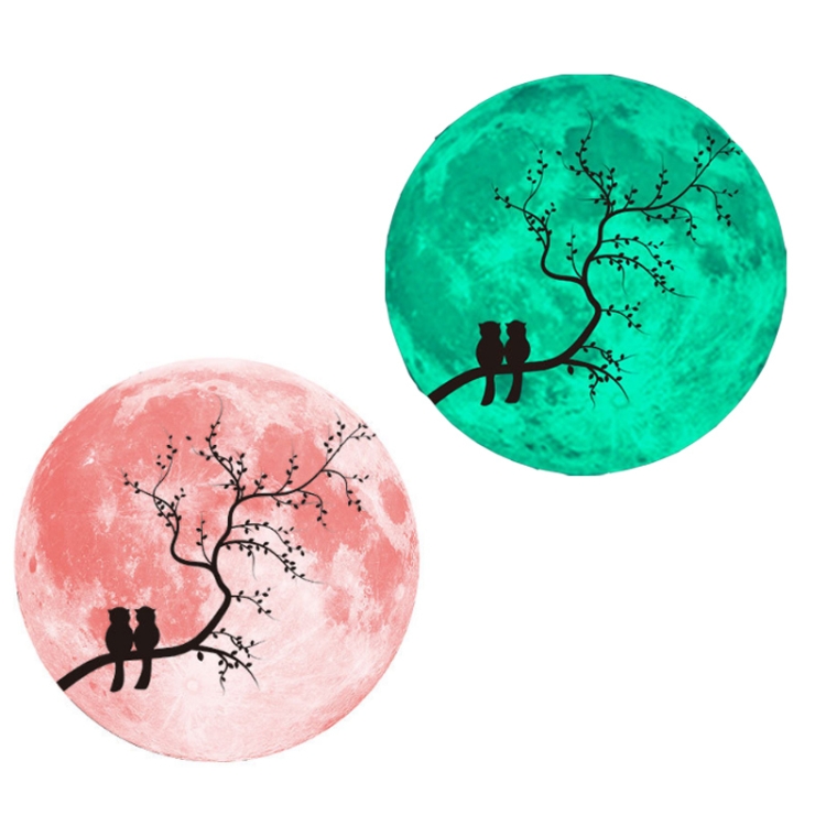 30cm Pink Couple Fluorescent Moon Wall Sticker