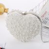 Pearl Evening Bag Ladies Heart Shaped Clutch Single Chain Crossbody Bag