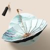 Retro Tri-Fold Wooden Handle 16-Bone Folding Sunscreen Parasol