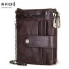 HUMERPAUL BP896 RFID Anti-Theft Brush Dual Zipper Leather Wallet Multi-Card Men Purse