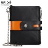 HUMERPAUL BP90 Men Retro Simple Coin Purse Dual Zipper Short RFID Anti-Magnetic Cash Clip