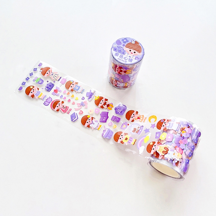 2 Sets Hand Account Tape Roll Cute Laser Girl Heart Decoration Sticker