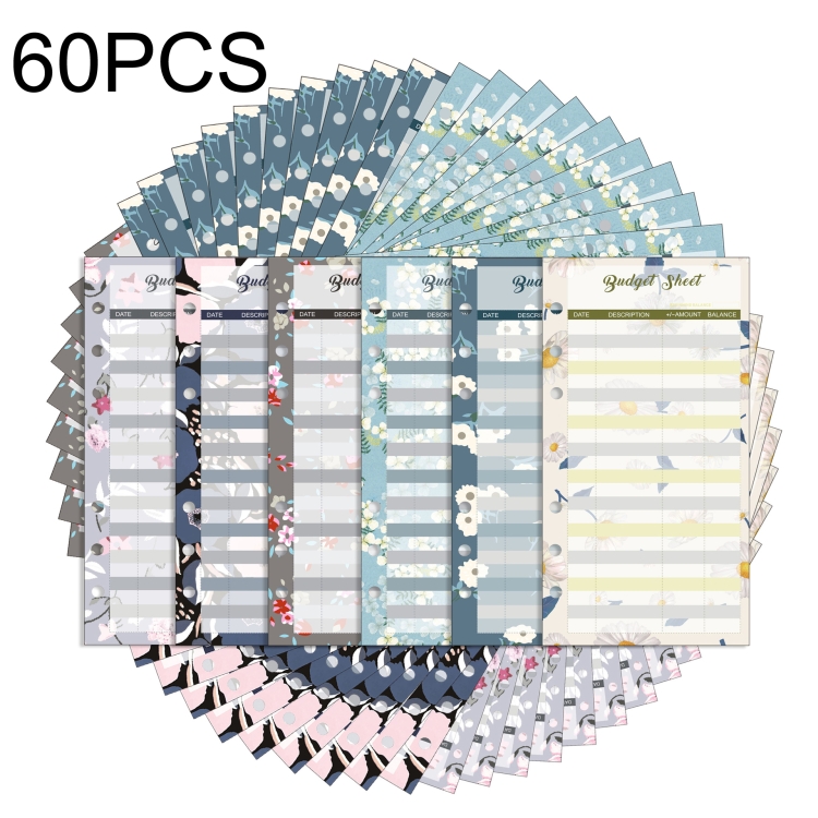 60 Sheets Cash Budget Card Loose-leaf Bookkeeping Replacement Core