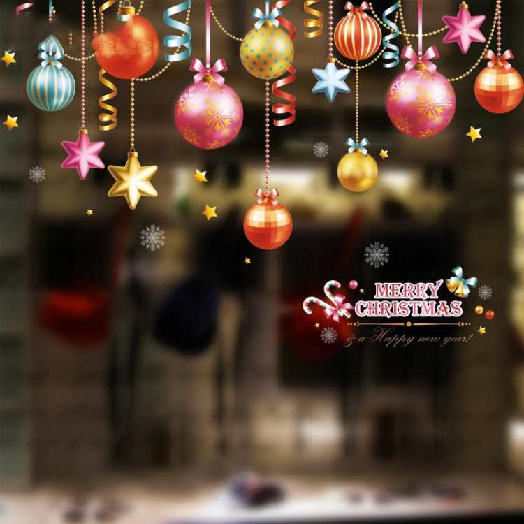 Santa Claus Hanging Stickers Shop Window Glass Door Living Room Wall Stickers