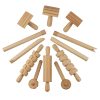 Plasticine Accessory DIY Slime Play Dough Wooden Tools Roller Stamp Rolling Pin Spoon