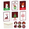 6 Fold Cards + 6 Envelopes + 6 Stickers Christmas Day Greeting Cards