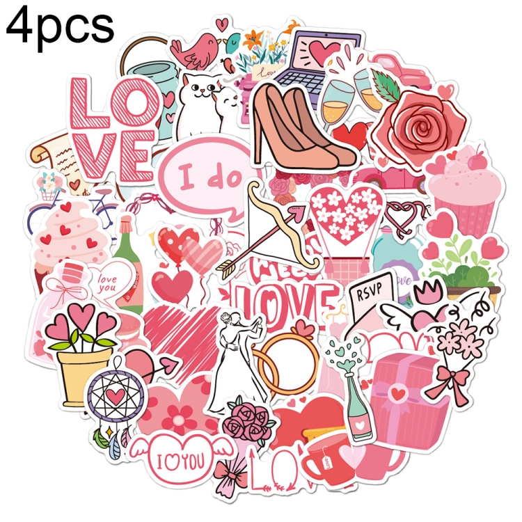 100pcs / Set Valentine Day Gifts Decorative Stickers Cartoon Waterproof Water Cup Sticker, Spec: N15