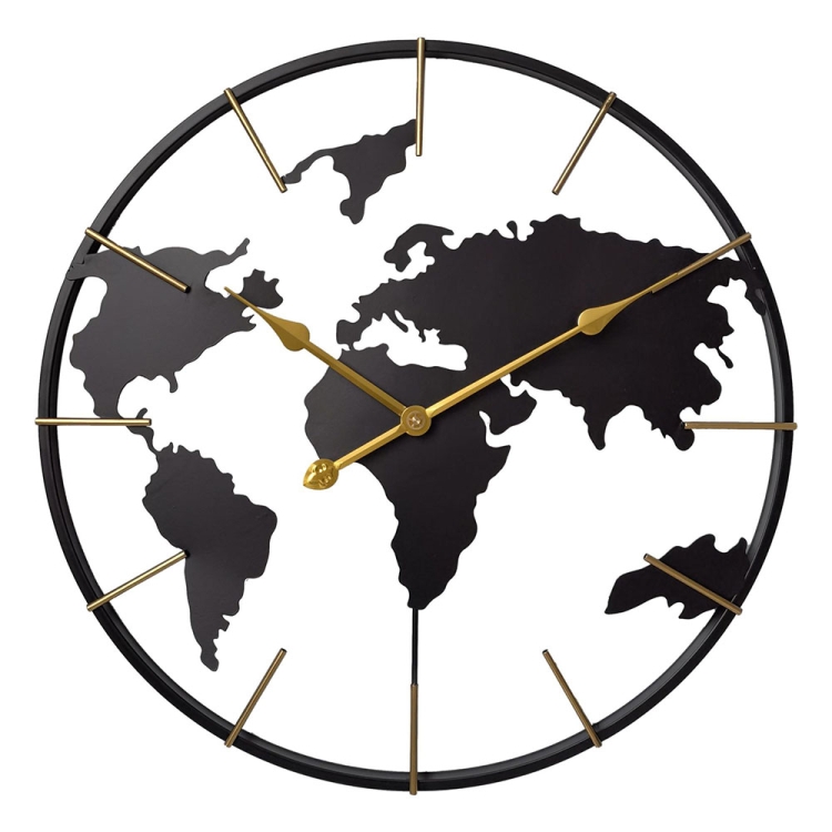 0818 3D Stereo World Map Art Wall Decoration Clock Round Wall Clock