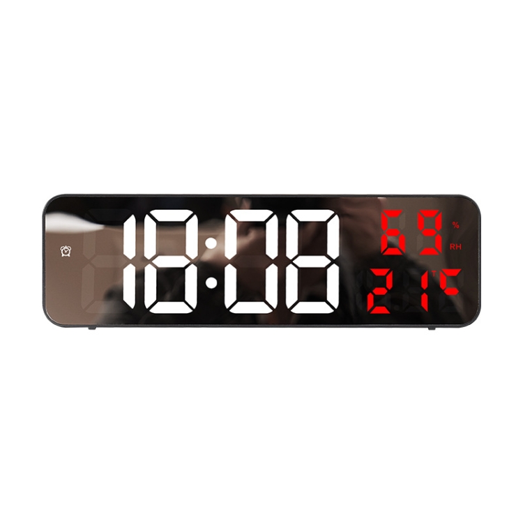 671 Mirror Screen Digital LED Alarm Clock USB Plug-in/Battery Dual-use With Temperature/Humidity Display