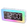 Color Changing LED Light Mirror Alarm Clock Built-in 8 Natural Music