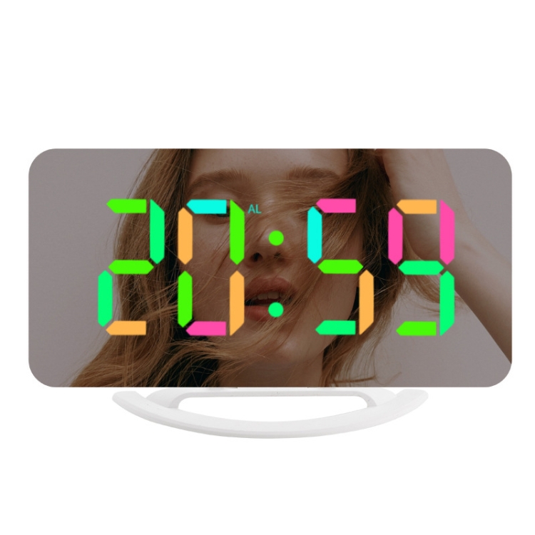 TS-8201 LED Digital Mirror Alarm Clock Big Screen Dual USB Desktop Table Clock