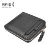 DEABOLAR Men Short Type PU Wallet Retro Zipper RFID Antimagnetic Card Holder