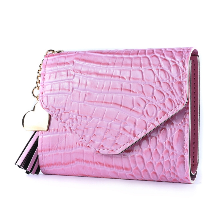 Ladies Wallet Tassel Trifold Crocodile Pattern Coin Purse Card Holder