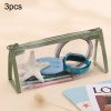 3pcs PVC Student Stationery Storage Transparent Pencil Bag Exam Transparent Zipper Pencil Bag