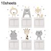 10sheets Bohemia Cute Smiley Cartoon Animal Switch Sticker Kids Room Decoration