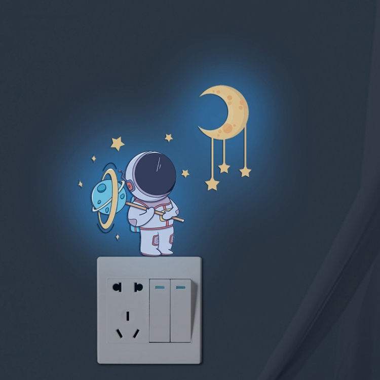 Luminous Astronaut Stars Moon Switch Stickers Children Room Luminous Decorative Wall Stickers