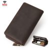 HUMERPAUL RFID Retro Zipper Multi -Card Leather Men Long Wallet Handbag