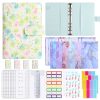 A6 PU Leather 6-hole Cash Budget Book Small Floral Pattern Binder Hand Ledger Notebook