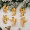 6pcs /Pack Christmas Angel Pendant Decoration Electroplated Semi-Dimensional Hanging Ornament