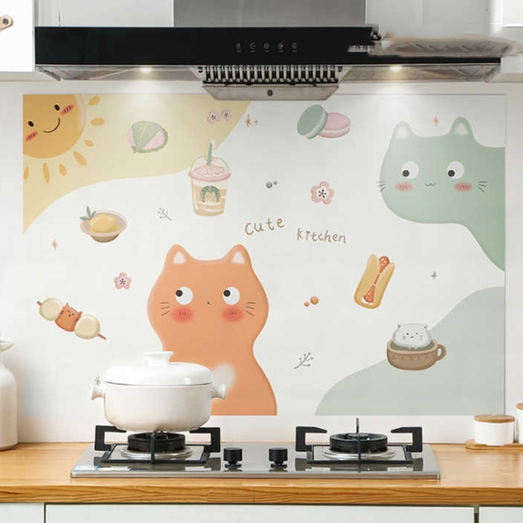 90x30cm Small Kitchen Stove Tile Oil Smoke Stickers  Waterproof And Anti Oil Stain Cartoon Wallpaper