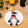 Christmas Table Decoration Cartoon Knitted Striped Knife and Fork Cover