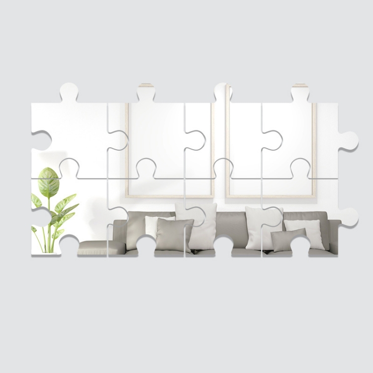 8pcs /Set Acrylic Square Puzzle Mirror Wall Sticker Home Decoration Soft Mirror
