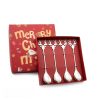 4pcs /Pack Christmas 304 Stainless Steel Deer Stirring Spoon Coffee Dessert Scoop