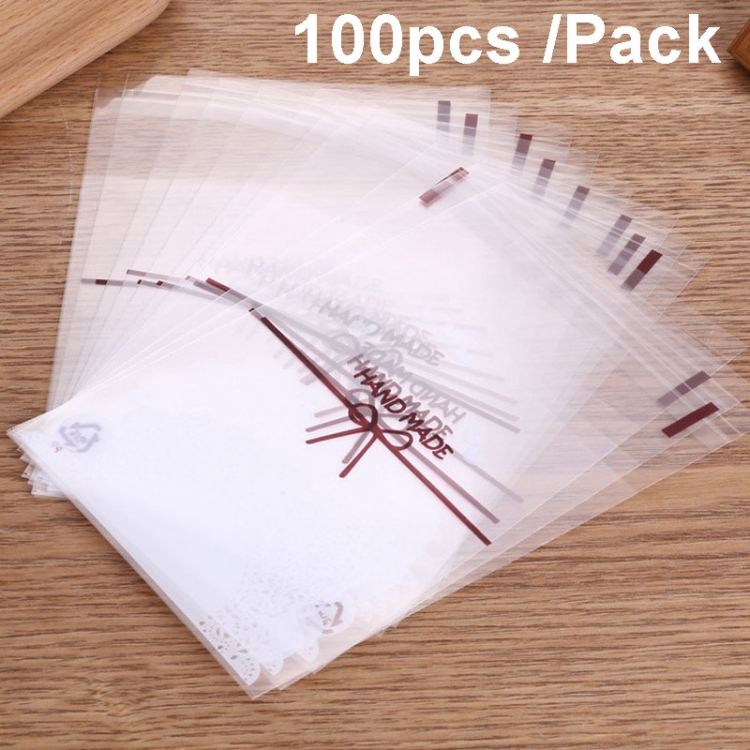 White Lace Bow Biscuit Self-Adhesive Bags Baking Packaging