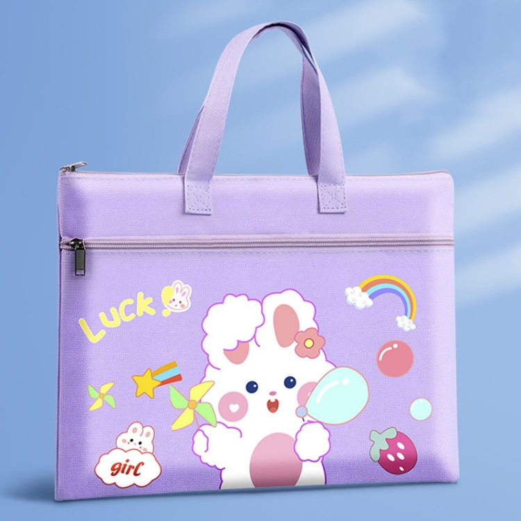 Student Tote Handle Book Bag Canvas Waterproof Data Storage Bag