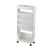 5-layer Movable Trolley Plastic Storage Rack for Student Books Vertical Bookshelves