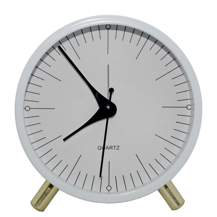 Metal Quartz Alarm Clock Simple Silent Desktop Round Pointer Living Room Clock