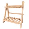 Living Room Wooden Double-layer Plant Pot Storage Rack Cosmetics Organizing and Decoration Rack