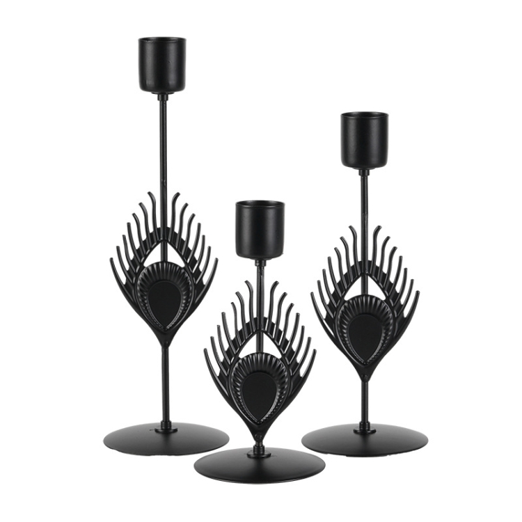3 In 1 Black Feather Candlestick Wedding Decoration Romantic Candlelight Home Ornaments